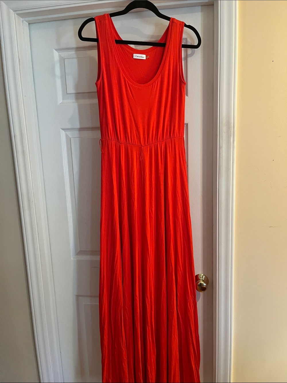 Calvin Klein Vibrant Red Scoop-Neck Maxi Dress PTP 20”